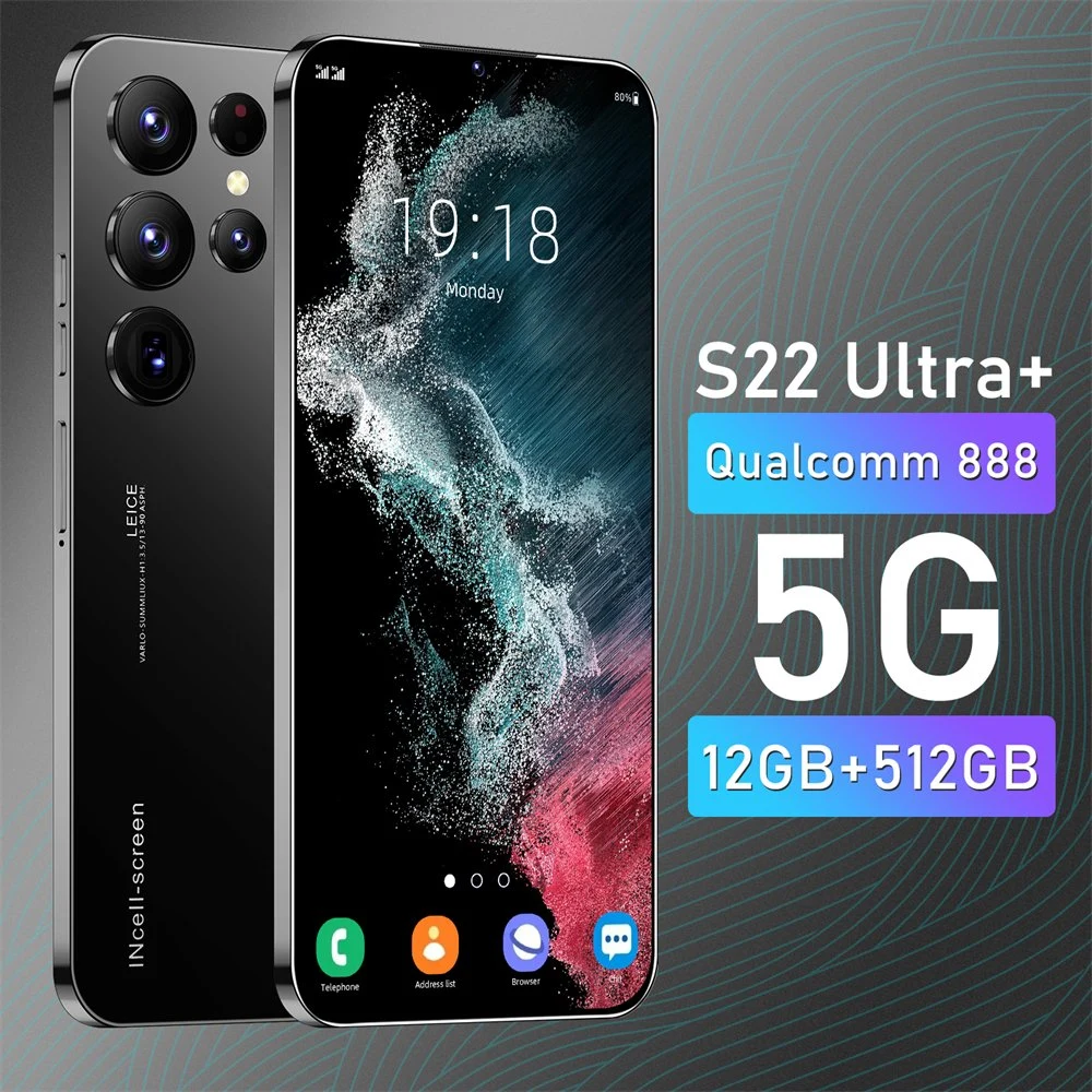 Viqee Phones International Trade Hot Sale Brand New Smart Mobile Phone Model S22 Ultra 7.3 Inches 3+64GB 256GB Android Phone, OEM/ODM Ready in Stock