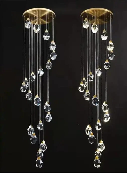 Candeeiro pendente stair, plafon moderno, de luxo, LED, candeeiro de cristal pendente Luz