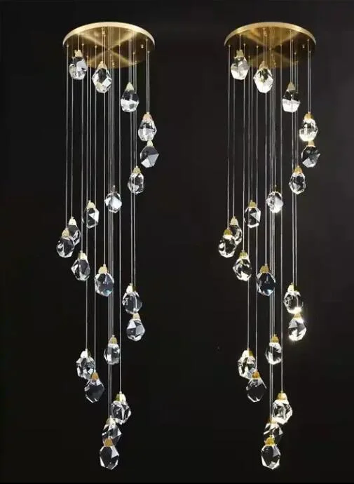 Stair Pendant Lamp Modern Luxury Ceiling LED Crystal Chandelier Pendant Light