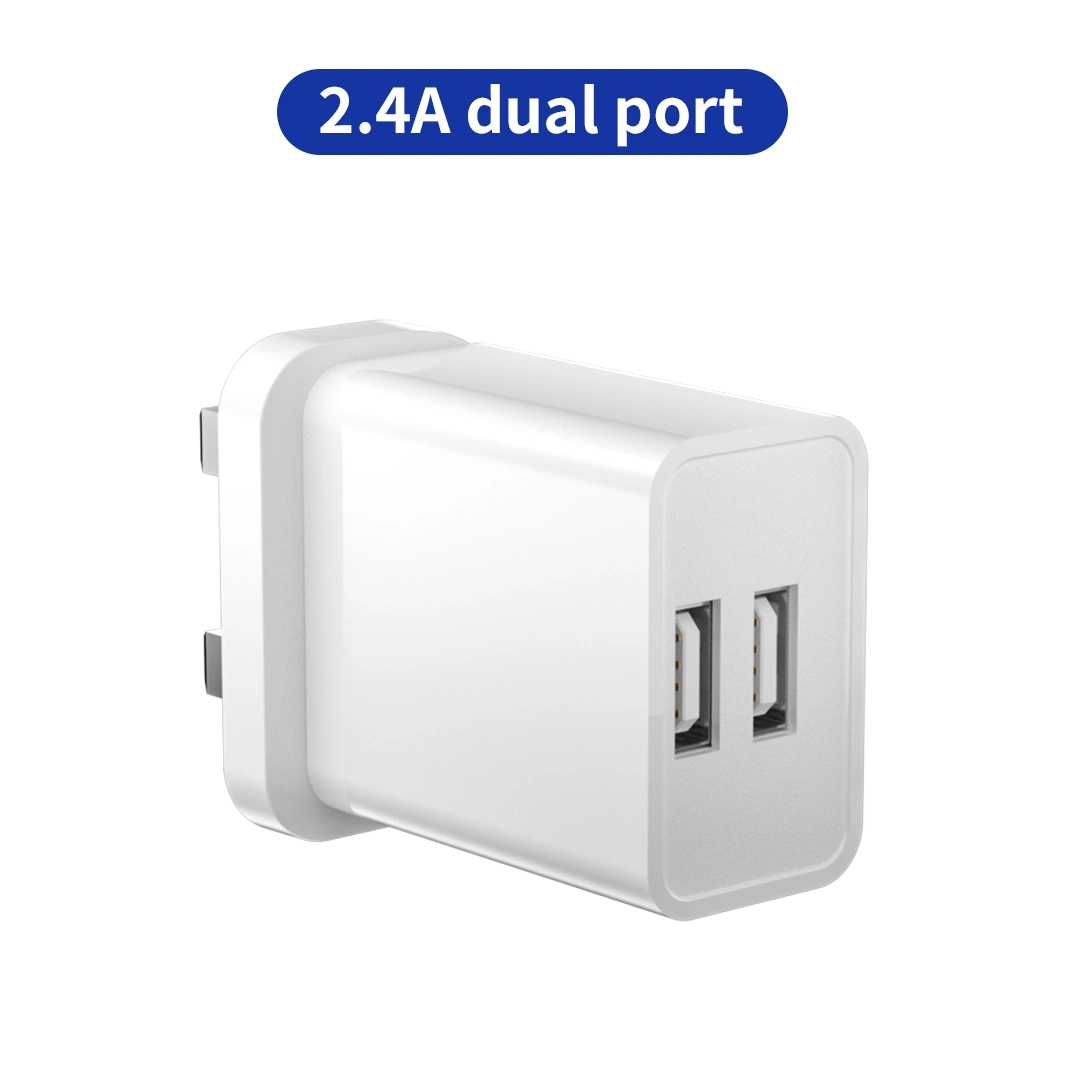 Fiche britannique de pliage Portable 5V 2.4A Ports à double socket Téléphone Mobile Chargeur rapide de voyage USB adaptateur électrique mural pour le téléphone et comprimé