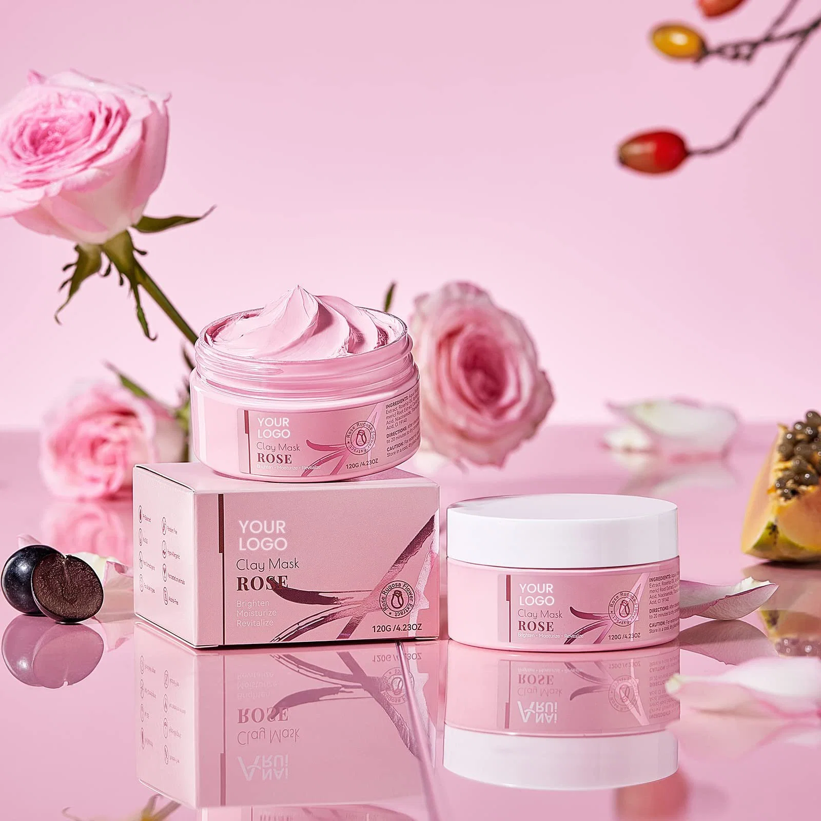 Rose Extract Feuchtigkeitsspendende Rose Pink Gesichtsmaske Schlamm Clay Maske