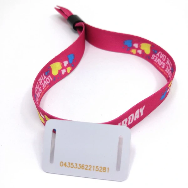 La impresión de Uid 13.56MHz RFID impresas personalizadas Pulsera tejida NFC