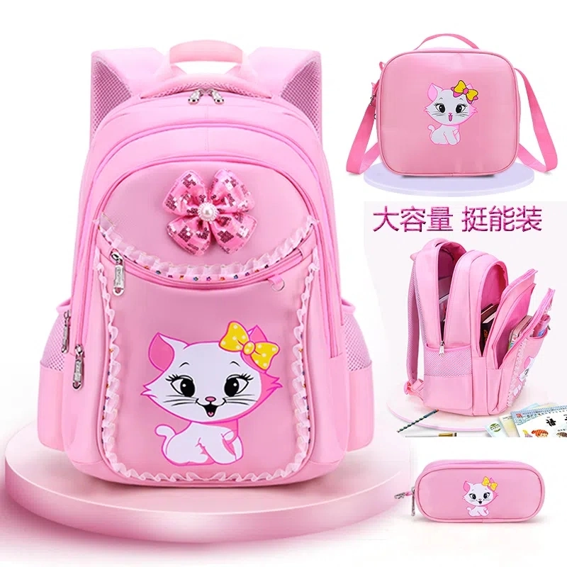 Zonxan OEM 3D Cartoon Patterns Children Book Bag Neoprene Backpack Heat Transfer Pink Cute Kids School Bag