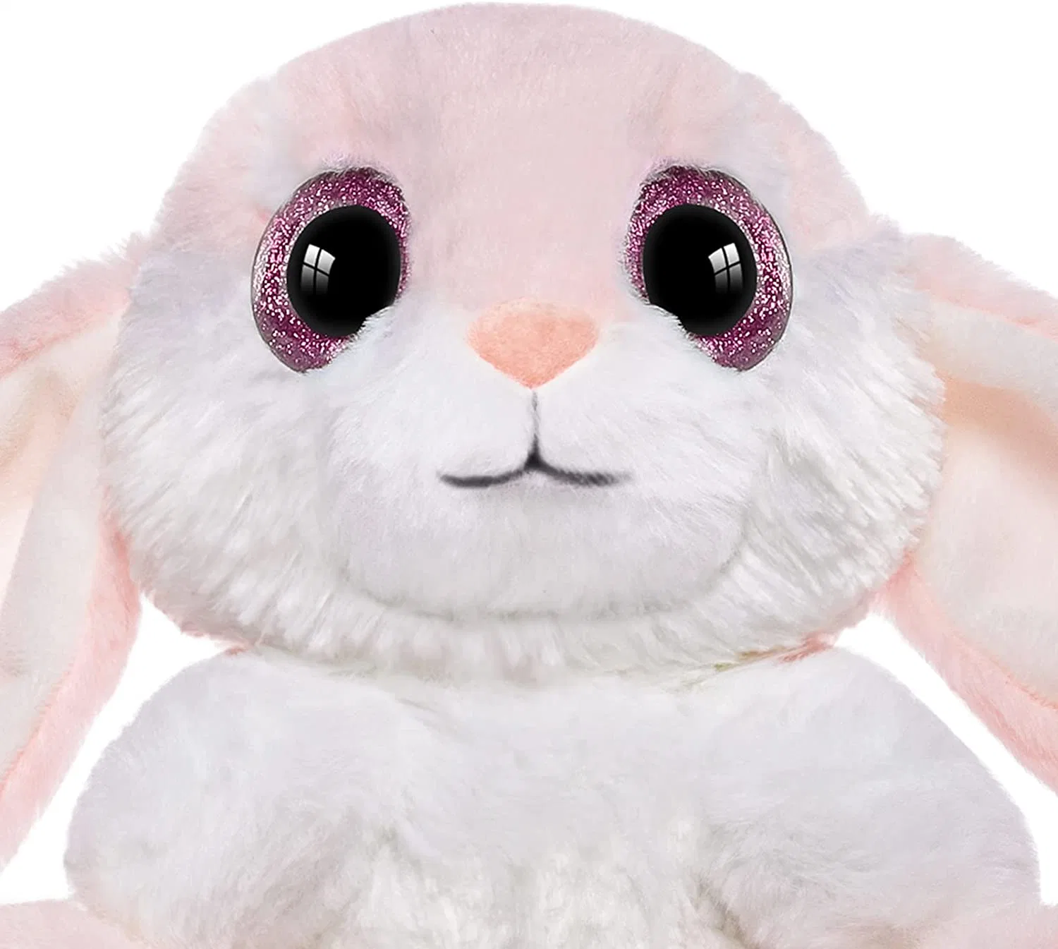 Peluche Bunny Stuffed Animal, Stuffed Animais com orelhas em disquete, peluche macio e macio brinquedos abraçáveis e laváveis