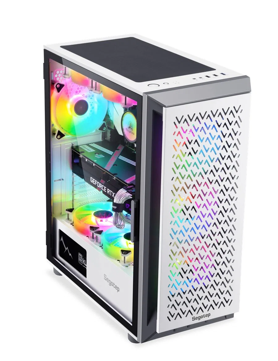 White-Front-Hollow Design-Segotep-Export-Mexico-Japan-DIY Computer ATX Tempered Glass Side--PC Computer Casing