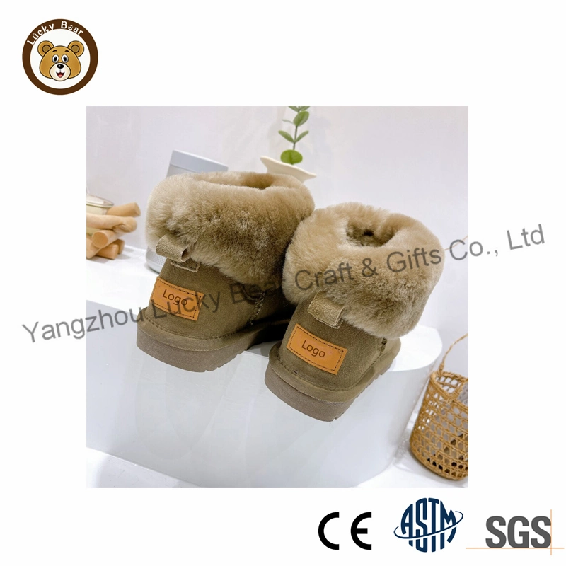 Custom Design Waterproof Genuine Leather Real Fur Sheepskin Snow Boots