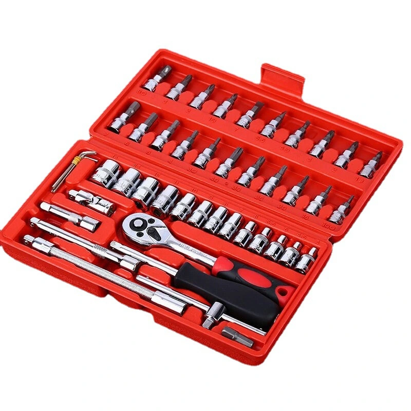 Outils à main prix d'usine pour utilisation intensive, édition standard, 46 pièces Kit d'outils de réparation automobile jeu de clés à douille avec boîte en plastique Jeux d'outils