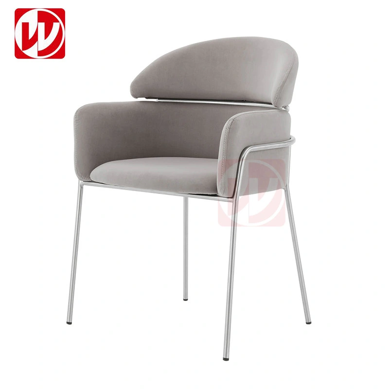 Modern Design Hotel Furniture Blue Velvet Low Back Armrest Dining Chair