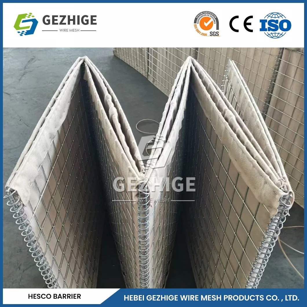 Gezhige Galvanized Hexagonal Gabion Wire Mesh Suppliers Anti-Ultraviolet Geonets and Gabion Net China Good Flexibility Sand Wall Hesco Barrier