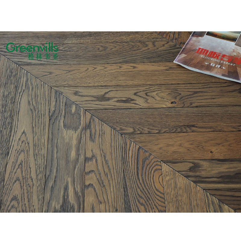 Villa Heating Floor White Oak Herringbone Chevron Timber Flooring