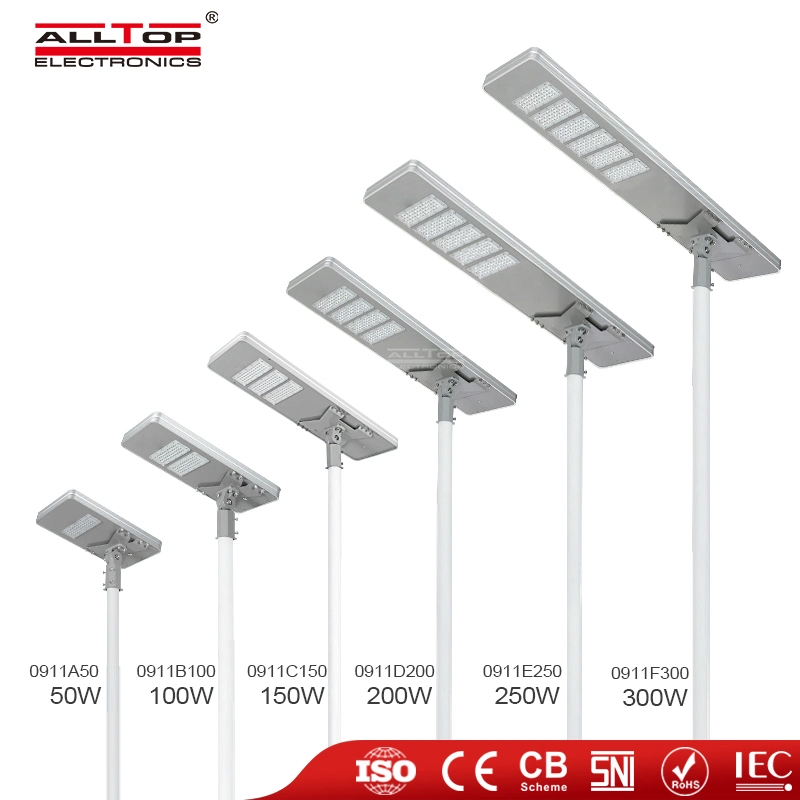 Alltop IP65 Waterproof Outdoor Highway Road 50W 100W 150W 200W 250W 300W Integrated All in One LED Solar Streetlight