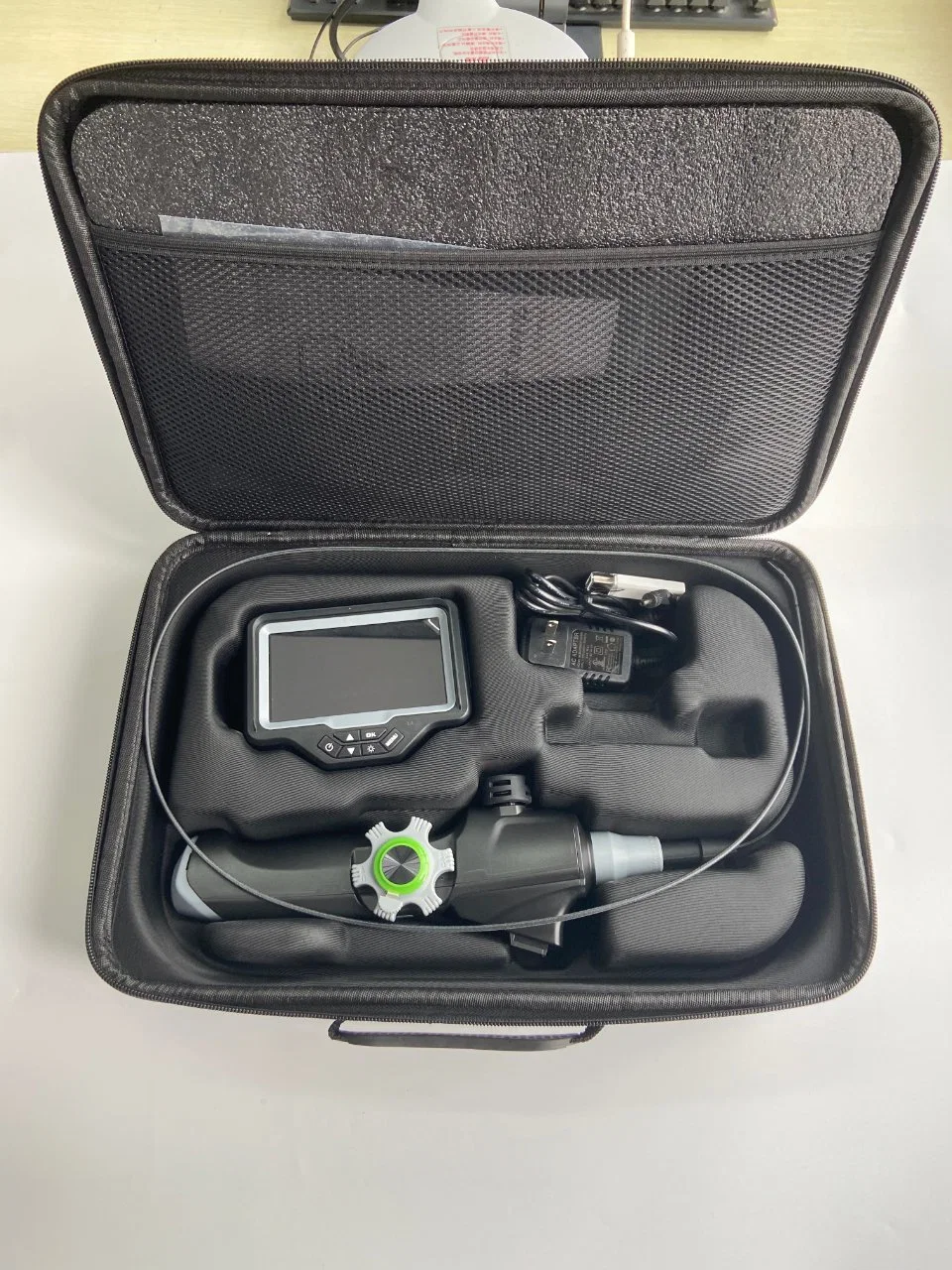 Handheld Articulating Borescope with 2 Way Articualtions, 4.5 Inch Monitor, Recording Zoom