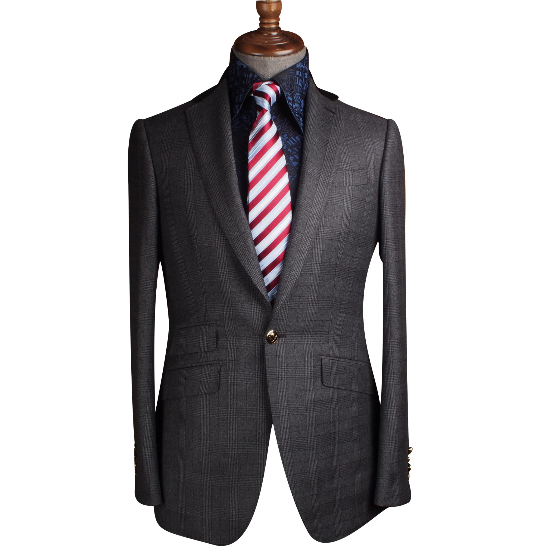 Black Striped Classic Business Jacket 100% Wool Woven Men Suit