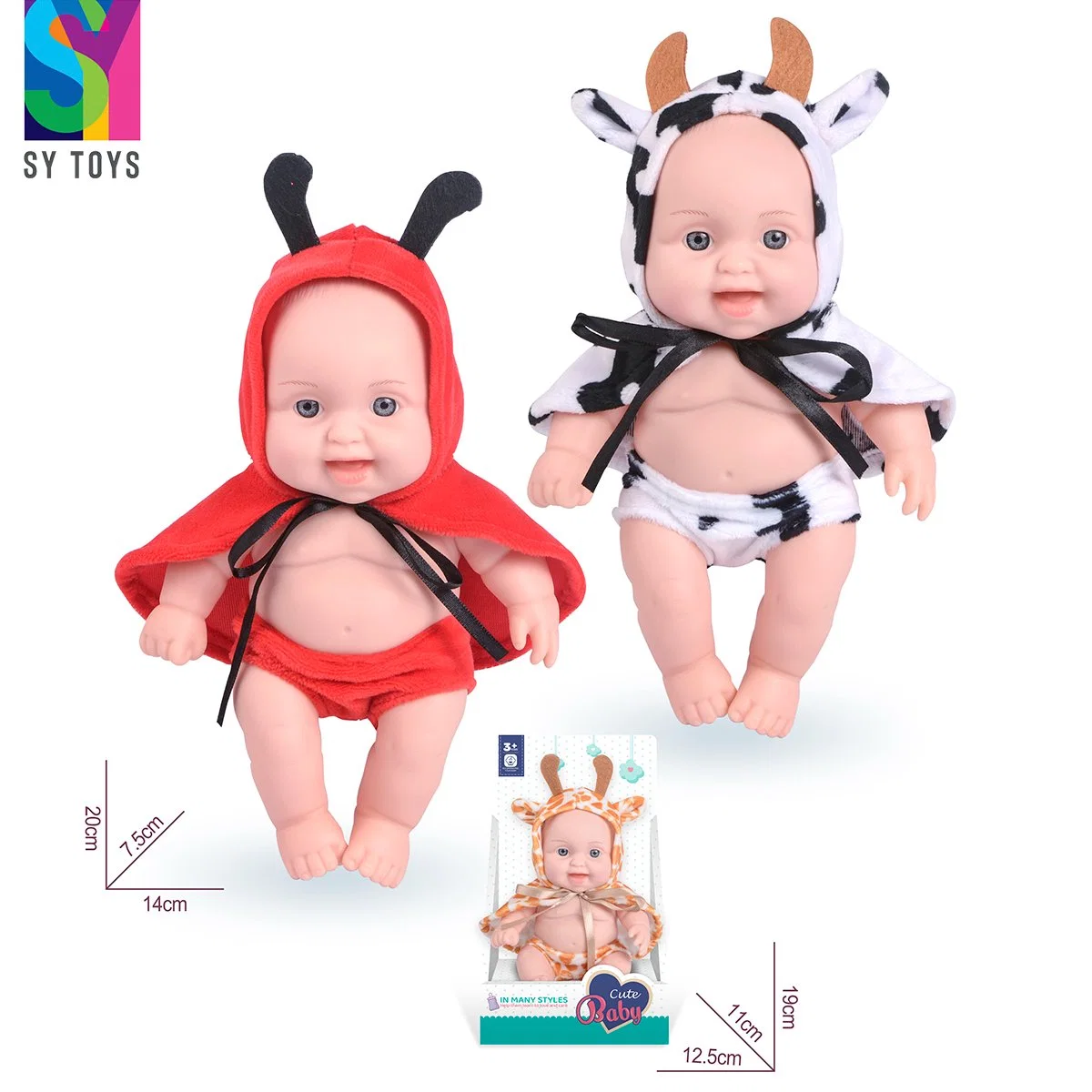 Sy 8 Inch Cute Baby Doll Reborn Baby Realistic Children Fashion Mixed Lifelike Vinyl Baby Dolls Toy Set