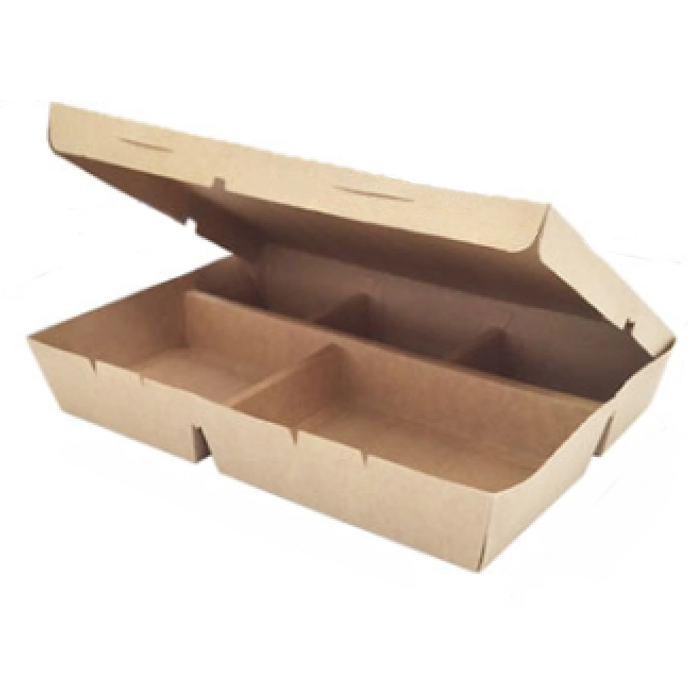 Disposable Kraft Paper Fast Food Box Packaging Paper Boxes 2/3/4/5 Compartment Takeout Container