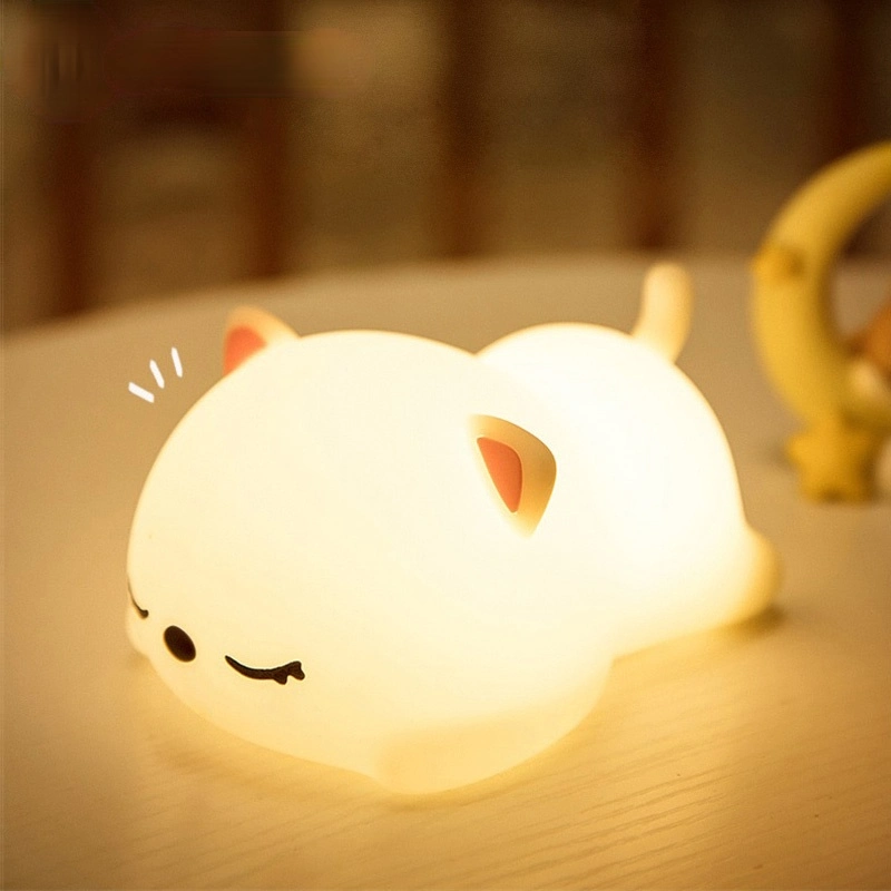 USB Rechargeable Night Light Cat Silicone Night Lights Touch Sensor