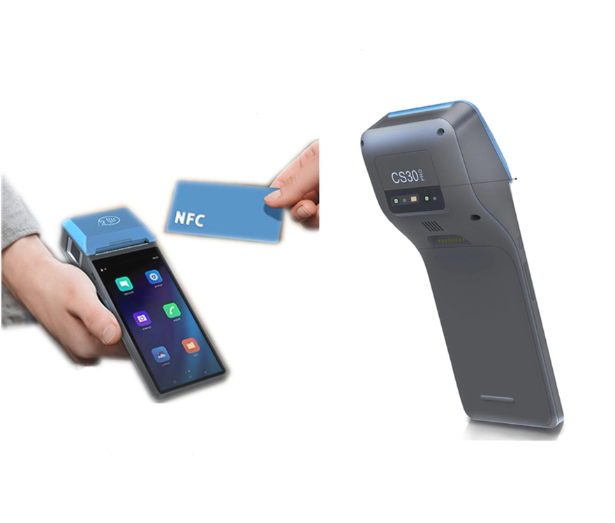 10.0 Para Android potente dispositivo de bolsillo inteligentes NFC RFID tarjeta IC sin contacto POS terminal con la impresora térmica