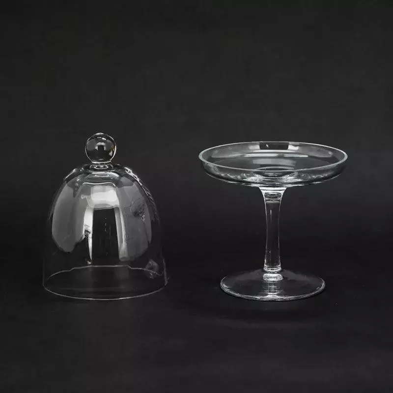 Footed Pendestal Glass Serve Cake Stand and Dome Cover Serving Sets