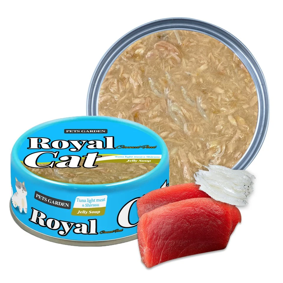 80g OEM ODM Cat Snacks Treats Canned Tuna & Crab Jelly Soup Pet Wet Food