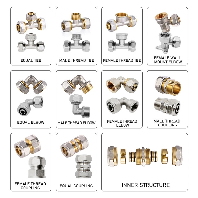 Plumbing Compression Tube Connector Male Screw Socket Straight Coupling Adapter Pipe Fittings Pex Compression Brass Fittings