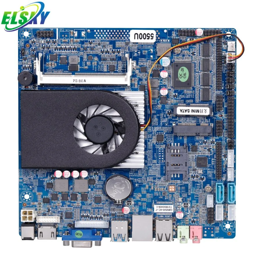 Core I5 I5-5200u Fan HD-Mi VGA Lvds Mainboard Supports HD Three Screens Display