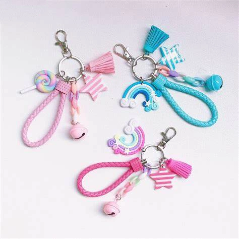 Wholesale/Supplier High quality/High cost performance 3D PVC Keychains Cute Creative Rainbow PU Leather Keyring Custom Keyholder Keychain