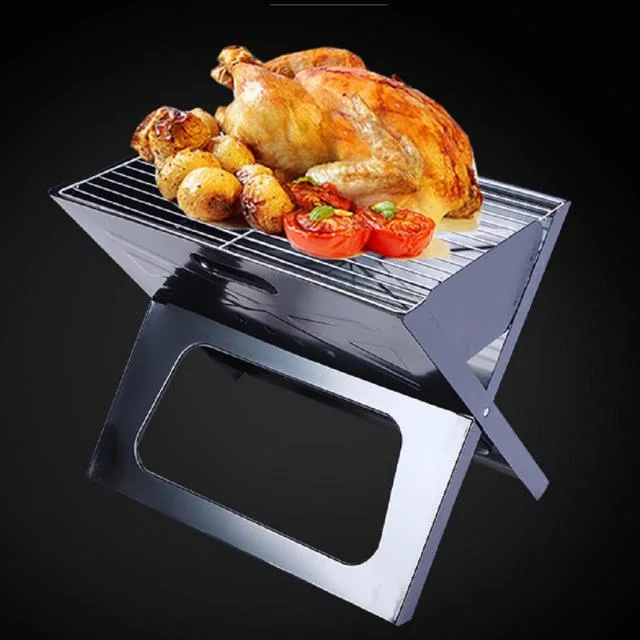 Stainless Steel Charcoal Grill Portable X-Type for Camping Family Dinner BBQ Folding Large Grill Bl18061