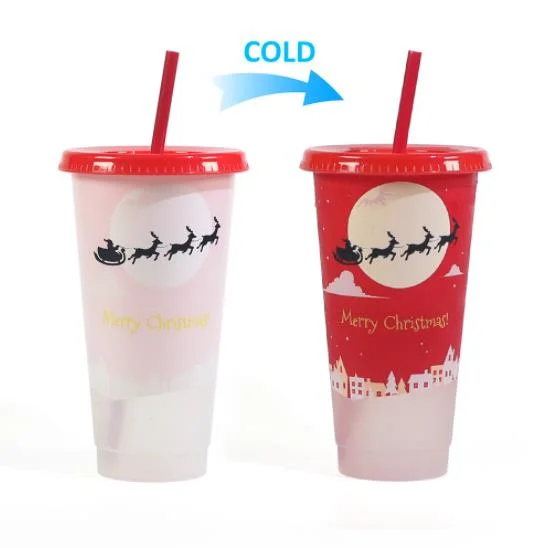 Coffee Mugs Kids Cute Tumbler Cups Christmas Gift Scarf Decoration Plastic Cups with Lids and Straw Custom Logo