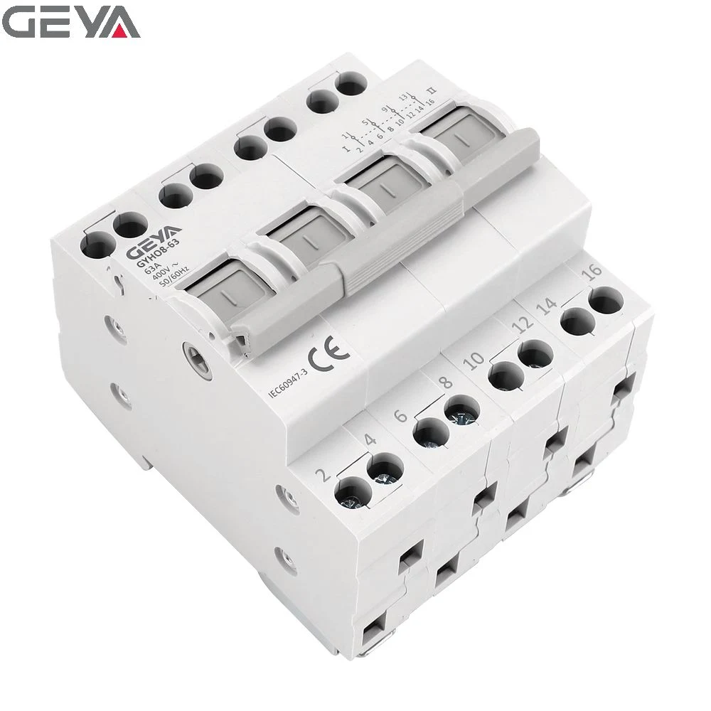 Interruptor de transferencia manual de potencia dual modular Geya 63A 230/400VAC DIN Instalación de rieles