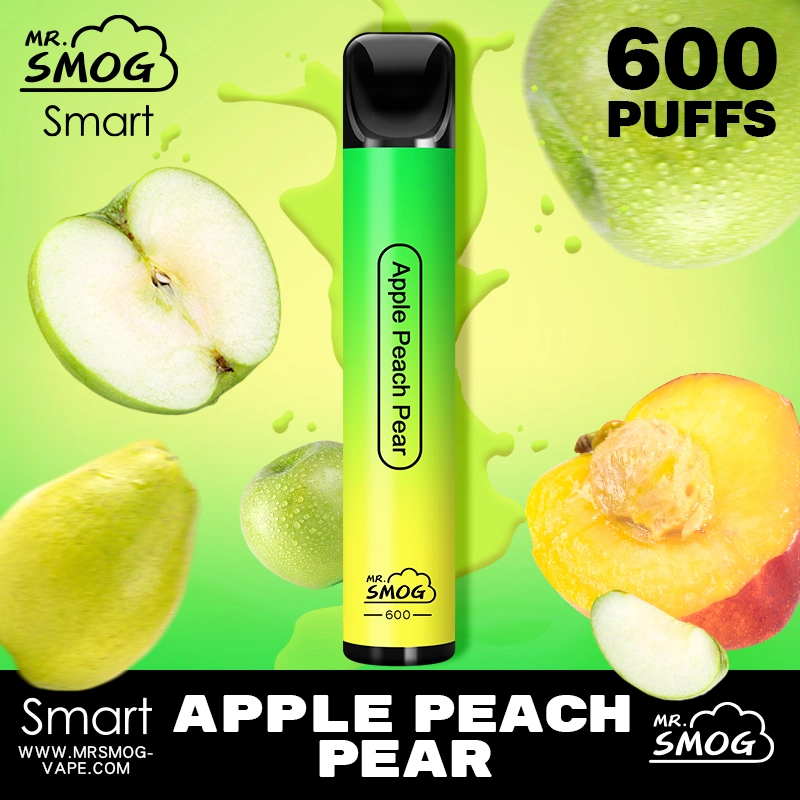 Mini Pod Vape Monsieur Le Smog de la nicotine 600 bouffées 400mAh batterie une fois Non-Rechargeable Vape 20mg 2% 2ml Sel Nic Stick électrique de la fumée Mini cigarette électronique