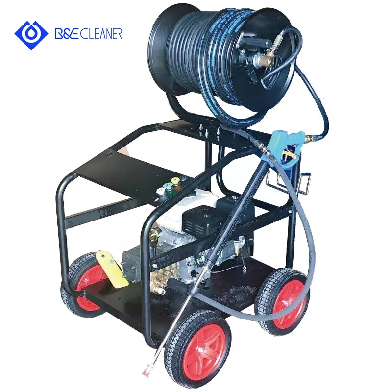 20hp البنزين عالي الضغط تنظيف الصرف الصحي آلة تنظيف المياه 30 lpm 250 بار ماكينات التنظيف