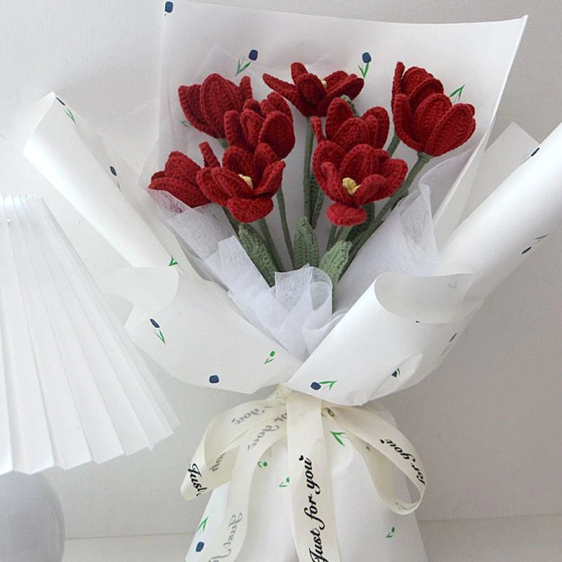 Hand-Woven Simulation Flower Bouquet Tulip Finished Immortal Flowers DIY Wool Creative Flowers