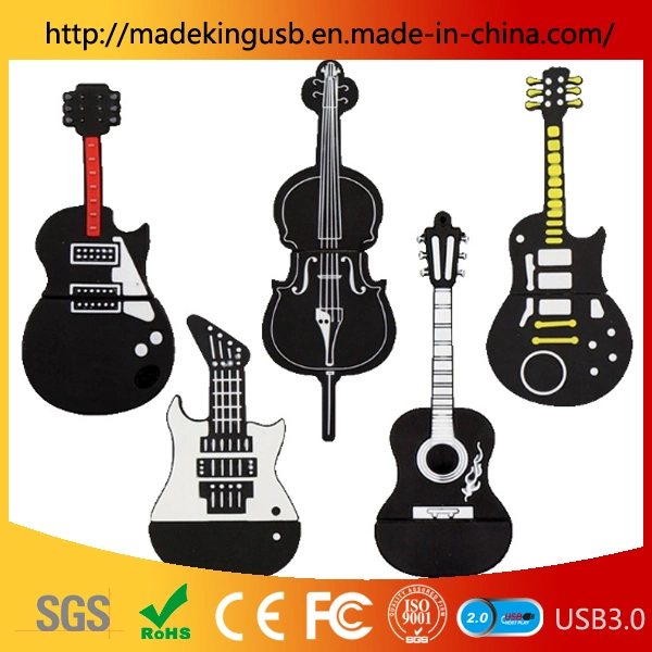 Dom instrumento musical de PVC Personalizados Guitar Unidade Flash USB