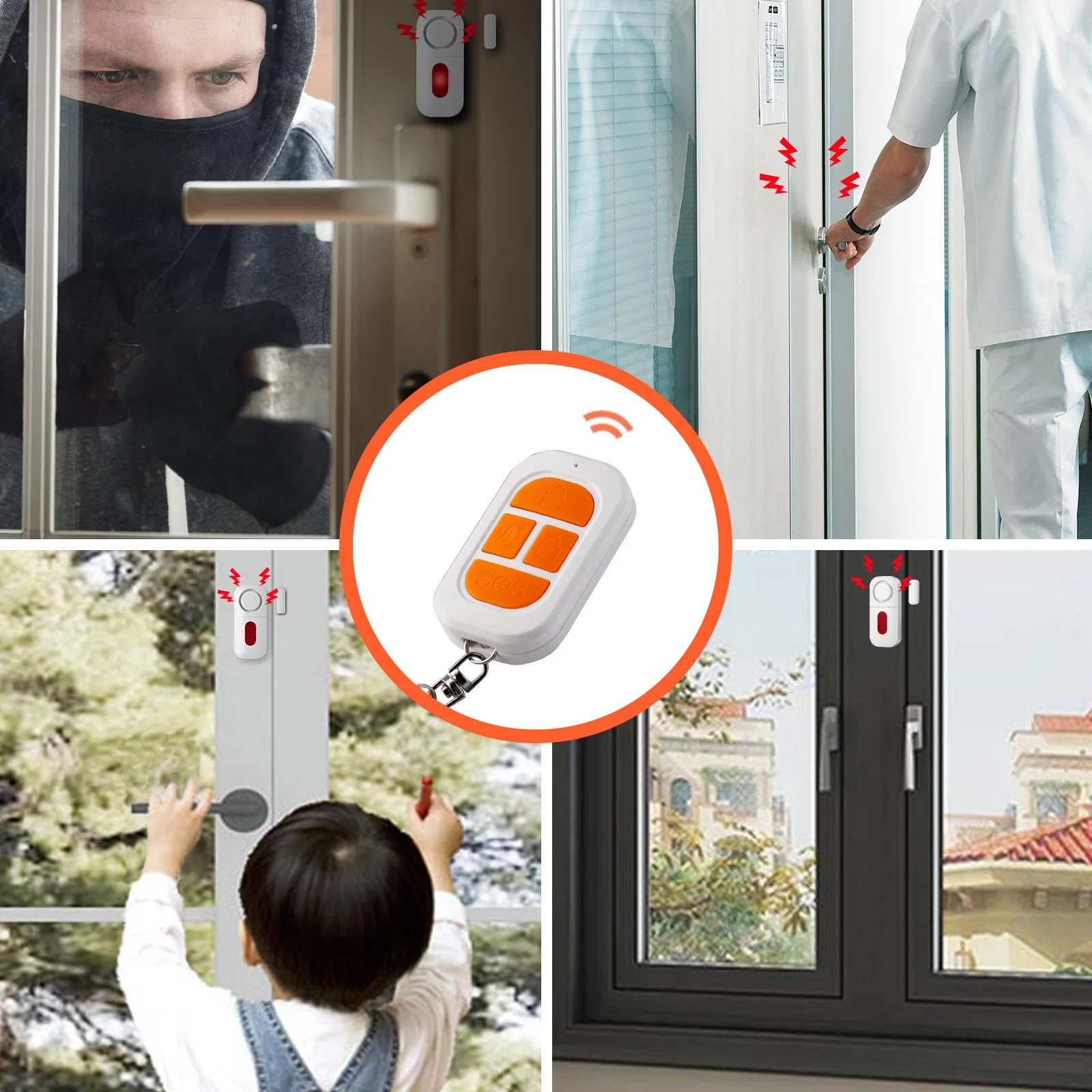 Système de sécurité à domicile Capteur magnétique Alarme antivol Alarme de porte et fenêtre Télécommande