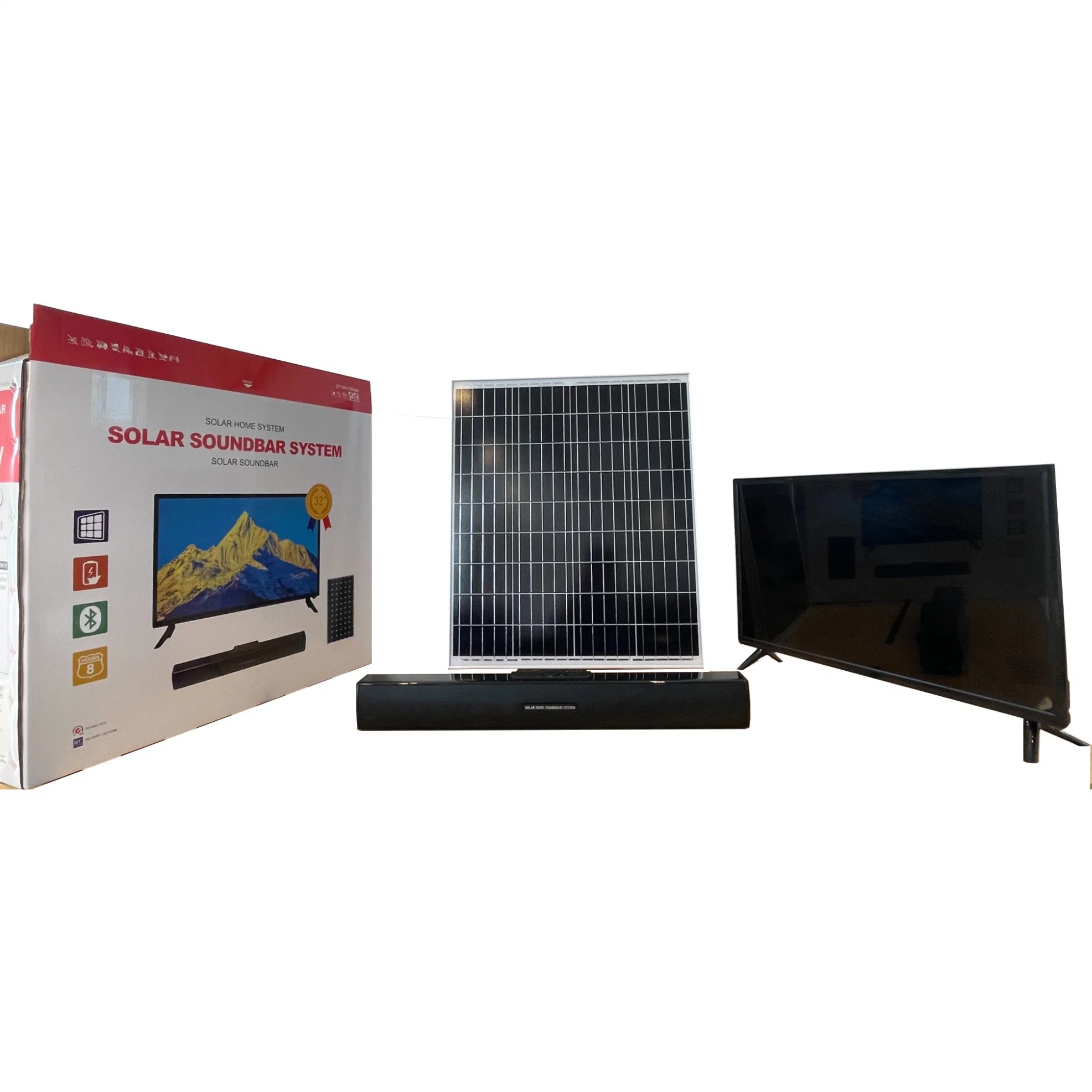 Solar Energy Kit Solar Soundbar TV System 22ah Solar Soundbar +32 Inch Solar TV Solar Home Theatre Suitable for Party Home and Commercial
