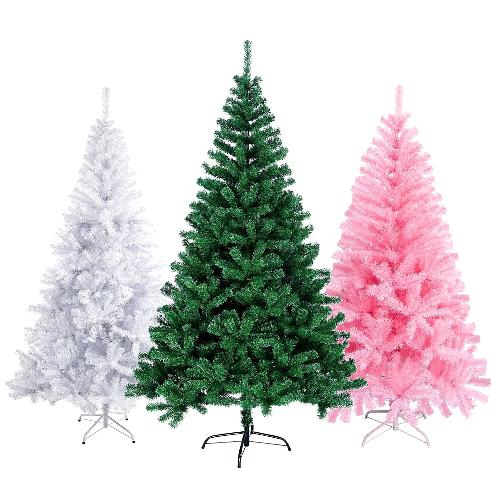 Plástico miniatura branco verde artificial decorações de Natal Tree