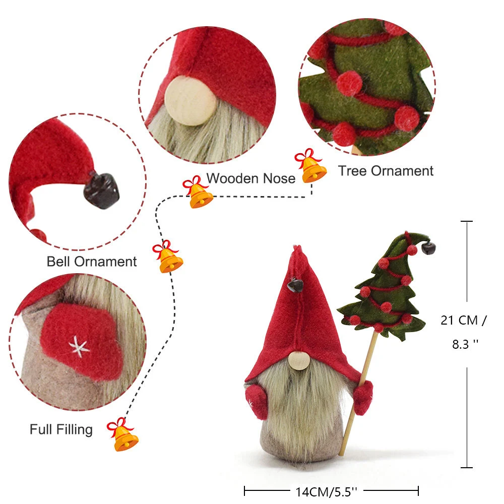 Merry Christmas Decor Product Xmas Noel Santa Claus Red Gonk Plush Cute Gnomes Gifts with Christmas Tree