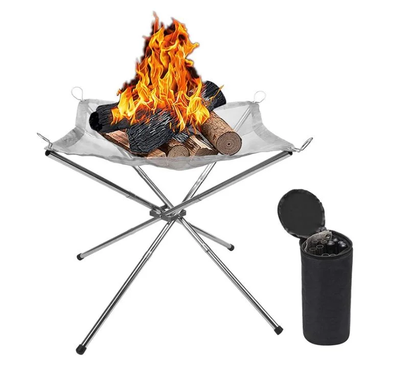 Portable Outdoor Folding Stainless Steel Mesh Fire Pit