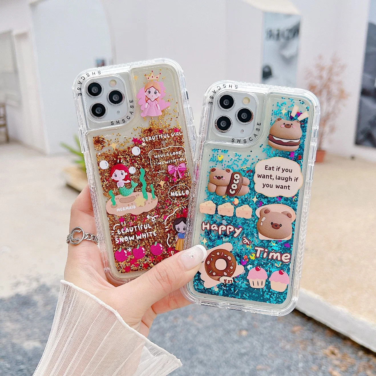 لهاتف iPhone 13 Defender quicksand Phone Case GLitter Liquid Water الغطاء