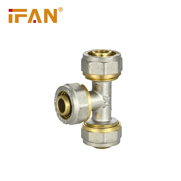 Ifan Brass Pex Pipe Fittings 20-32mm Double Color Coupling Elbow Tee Pex Brass Compression Fittings