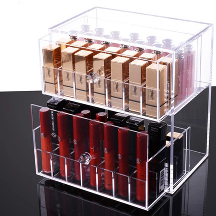 Caja de almacenamiento de lápiz labial acrílico Caja de almacenamiento de escritorio Lipstick Display Bastidor