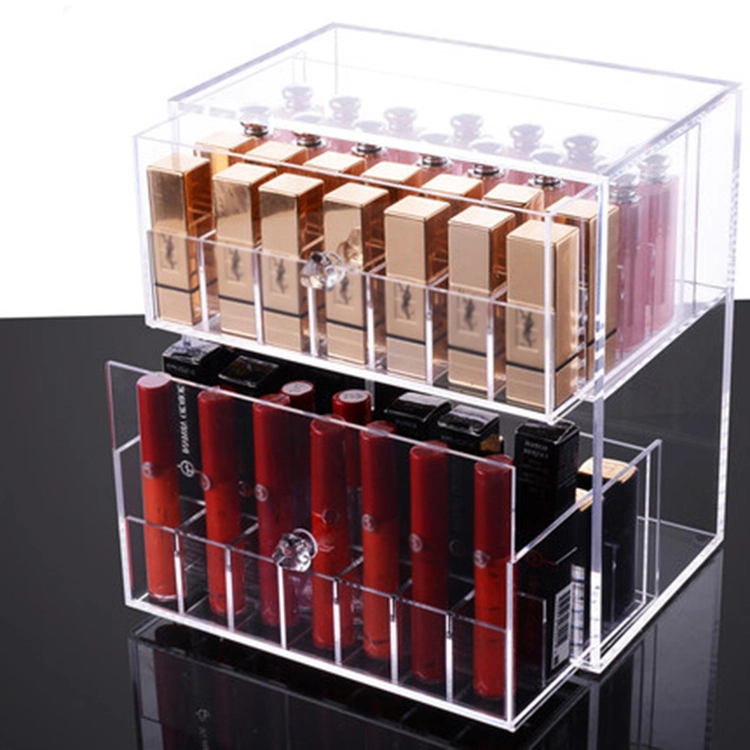 علبة تخزين ليبستاق الأكريليك الصندوقعلبة ماكياج علبة تخزين سطح المكتب Lipstick Display رف