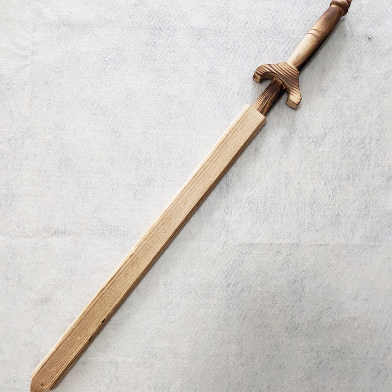 Craftsman's Handmade Wooden Sword with Scabbard