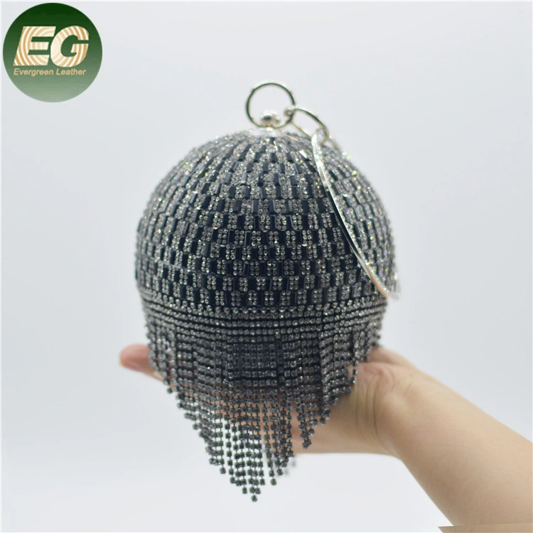 Eb1360 Dazzling Tassel Round Wedding Cocktail Wristlets Handbag Bling Purse Luxury Diamond Evening Bags Women Crystal Ball Bag