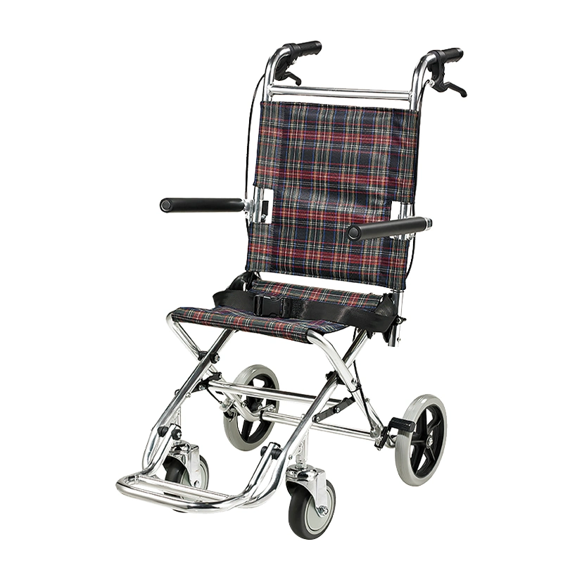 Roue de pliage de profilé en aluminium chaise avec sac de voyage de ceinture de sécurité Fauteuil roulant manuel