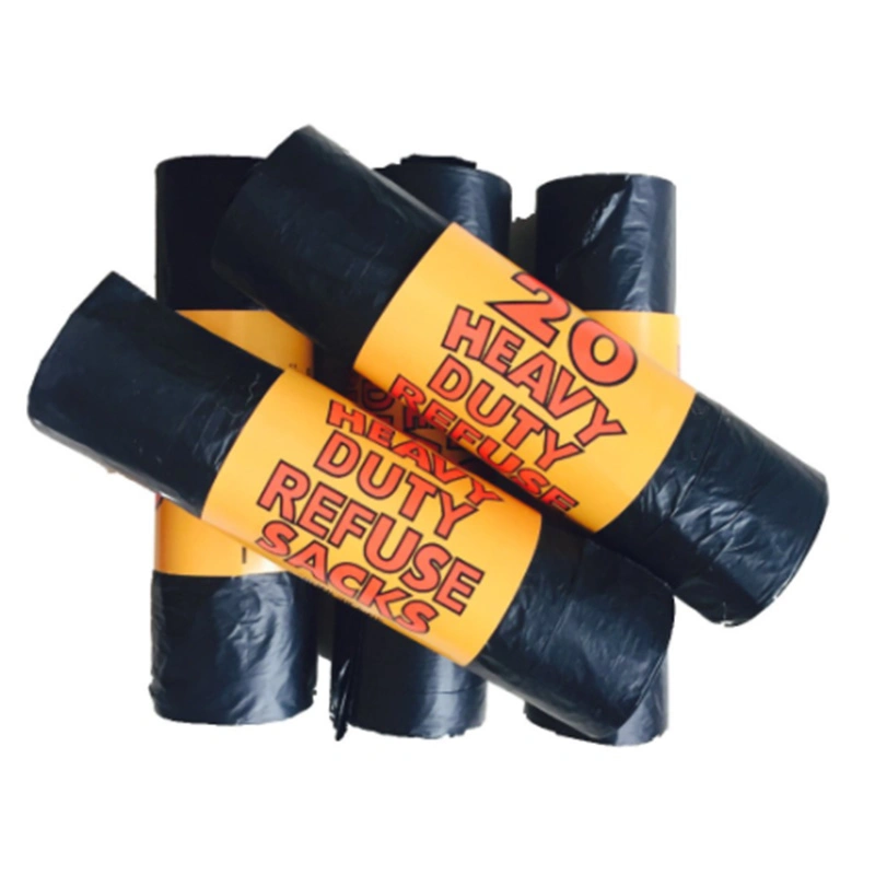 Biodegradable Black Plastic Garbage Bag Trash Can Liner on Roll T-Shirt Bag