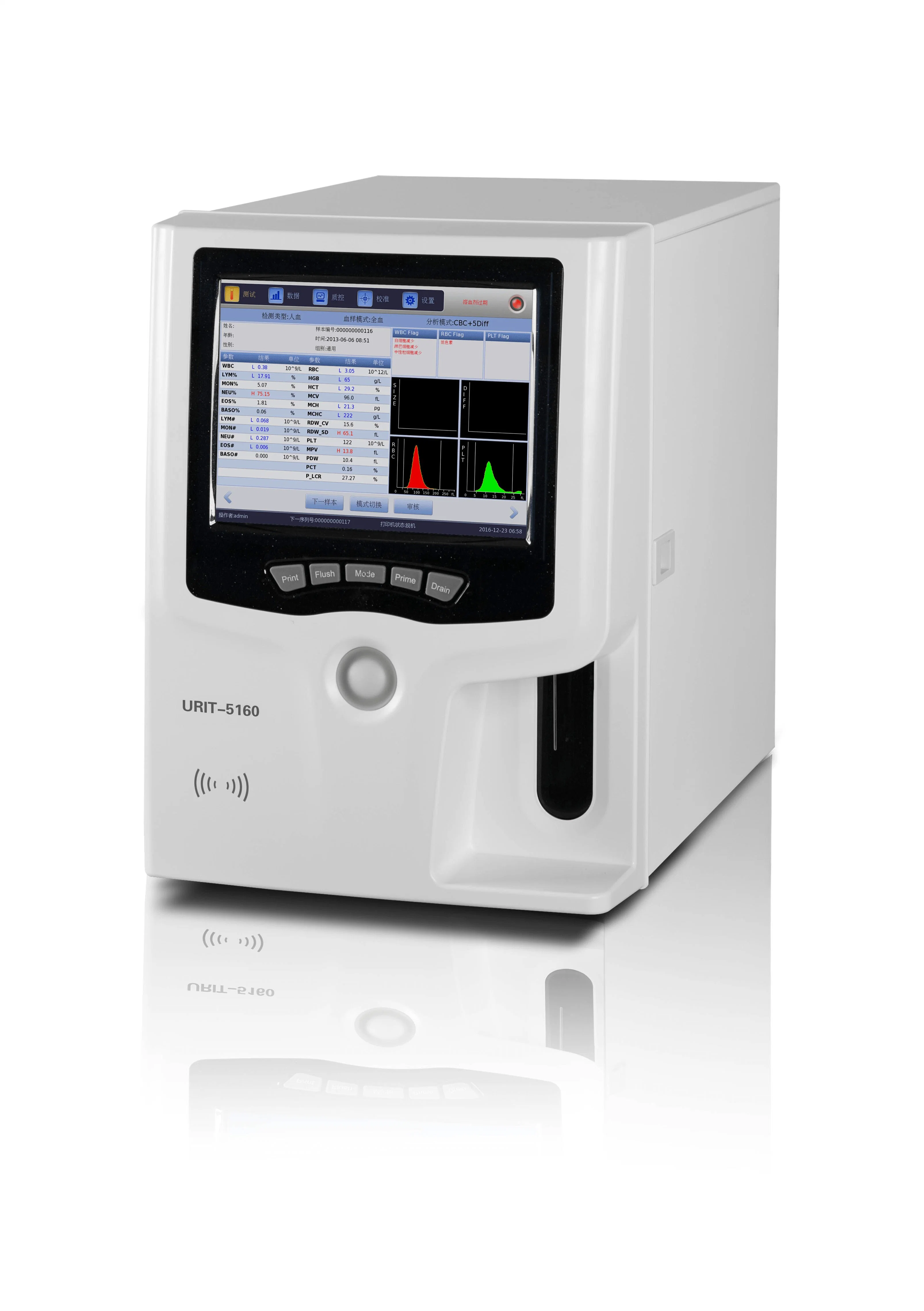 Urit-5160 5 Parte Hematología Analyzer Hemograma Máquina Wbc Cbc Equipos de laboratorio