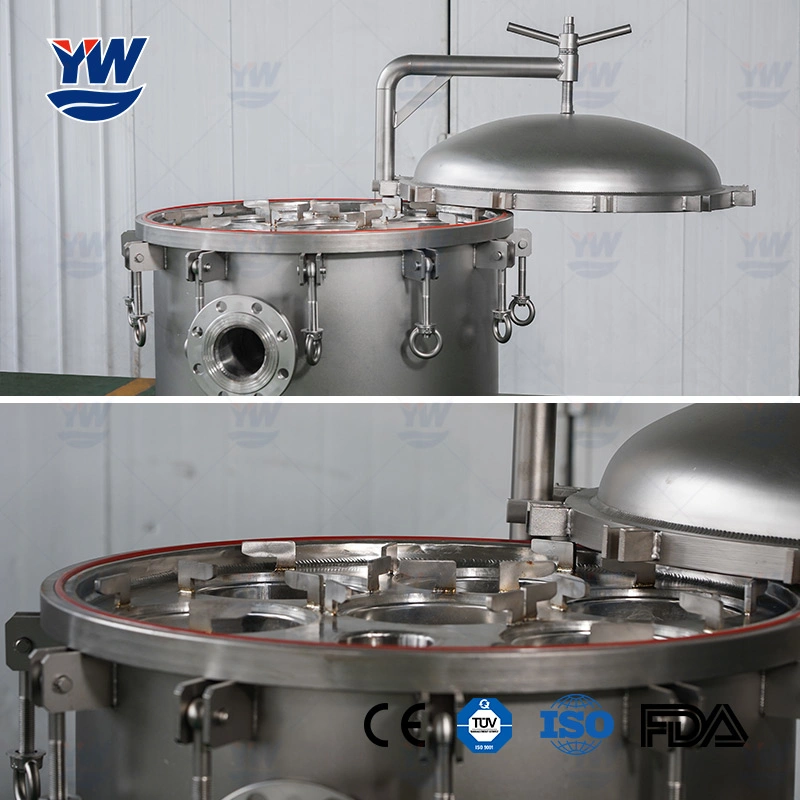 Yuwei Muti-Bag Filter Housing Food Grade Stainless Steel Material SS304 SS316L for Sugar Water Beverage