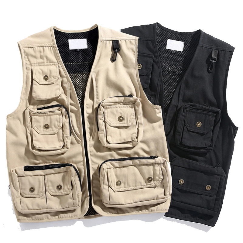 Custom Plain Kids Men Cargo Fisherman Pocket Padded Streetwear Tactical Utility Vest Fashion