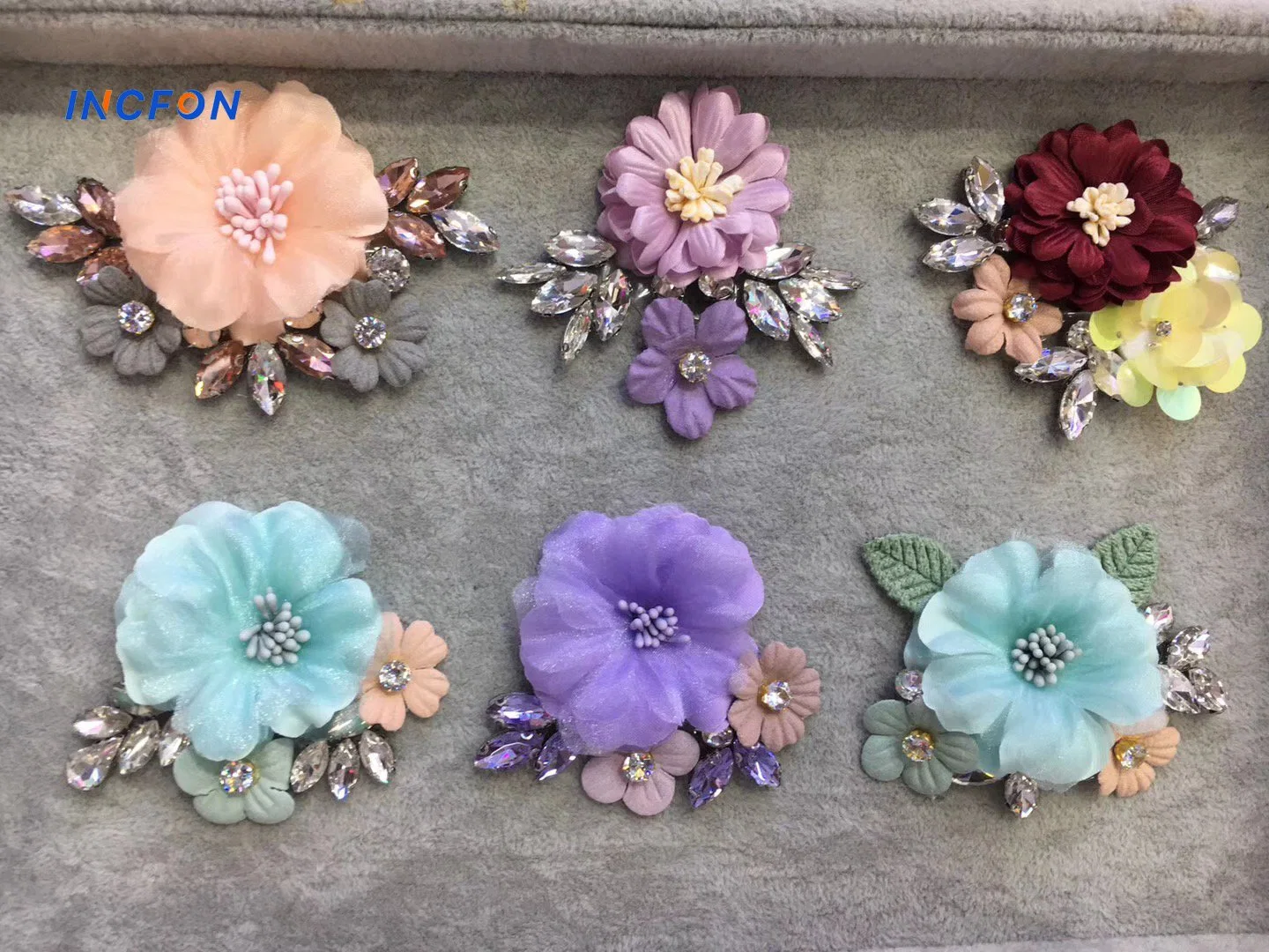 Fashion Fabric Flower Rhinestone Brooch and Hair Bands Fabric Flowers